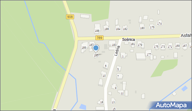 Woźniki, Asfaltowa, 185, mapa Woźniki