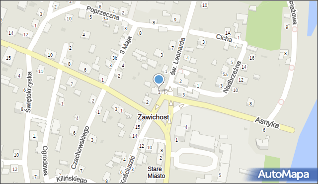 Zawichost, Asnyka Adama, 1, mapa Zawichost