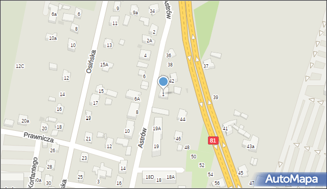 Żory, Astrów, 1, mapa Żor