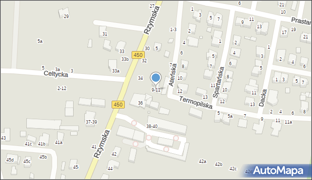 Kalisz, Ateńska, 9-11, mapa Kalisza