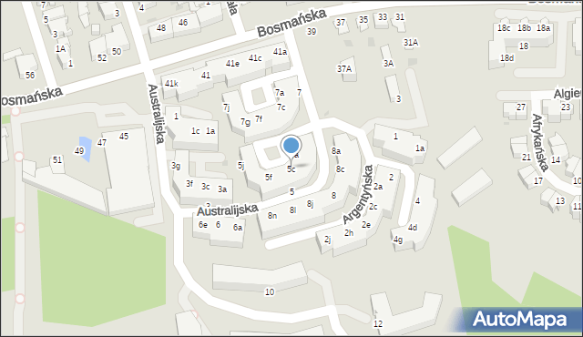 Gdynia, Australijska, 5c, mapa Gdyni