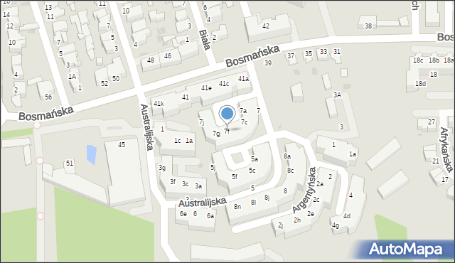 Gdynia, Australijska, 7f, mapa Gdyni