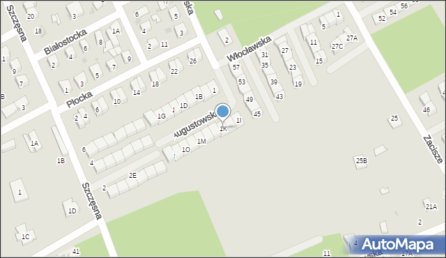 Grodzisk Mazowiecki, Augustowska, 1K, mapa Grodzisk Mazowiecki