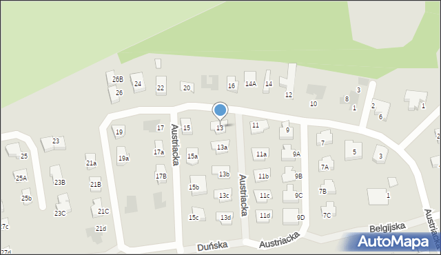 Koszalin, Austriacka, 13, mapa Koszalina