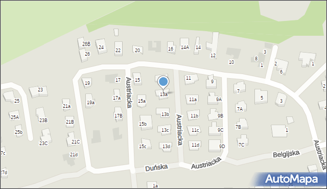 Koszalin, Austriacka, 13a, mapa Koszalina