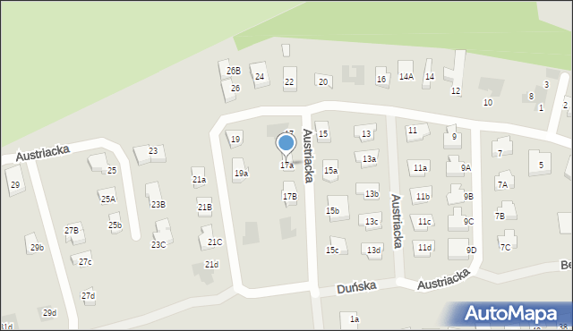 Koszalin, Austriacka, 17a, mapa Koszalina