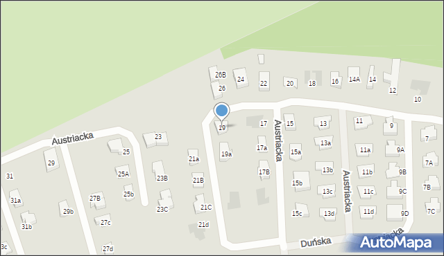 Koszalin, Austriacka, 19, mapa Koszalina