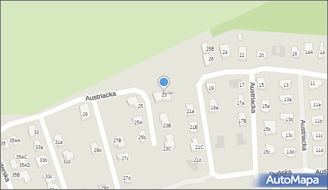 Koszalin, Austriacka, 23, mapa Koszalina