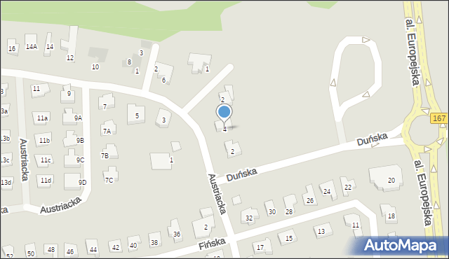 Koszalin, Austriacka, 4, mapa Koszalina