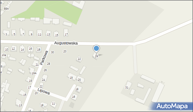 Mońki, Augustowska, 24, mapa Mońki