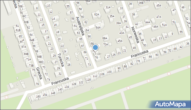 Wrocław, Australijska, 72, mapa Wrocławia