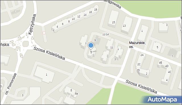 Zielona Góra, Augustowska, 5, mapa Zielona Góra