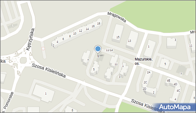 Zielona Góra, Augustowska, 9, mapa Zielona Góra