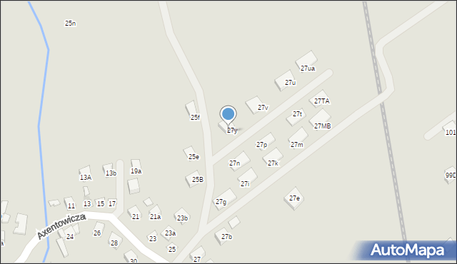 Nowy Sącz, Axentowicza Teodora, 27z, mapa Nowego Sącza