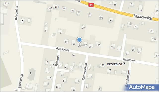 Brzeźnica, Azaliowa, 25, mapa Brzeźnica