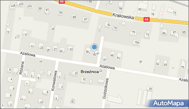 Brzeźnica, Azaliowa, 41, mapa Brzeźnica