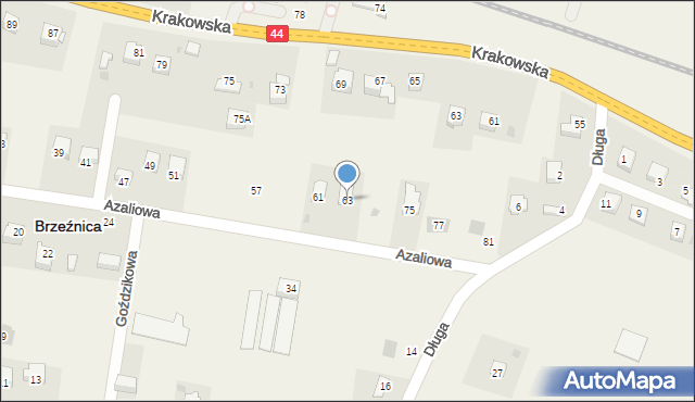 Brzeźnica, Azaliowa, 63, mapa Brzeźnica