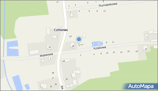 Czmoniec, Azaliowa, 1, mapa Czmoniec