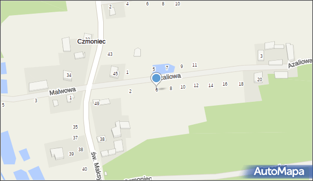 Czmoniec, Azaliowa, 6, mapa Czmoniec