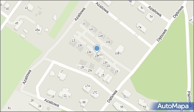 Koszalin, Azaliowa, 13f, mapa Koszalina