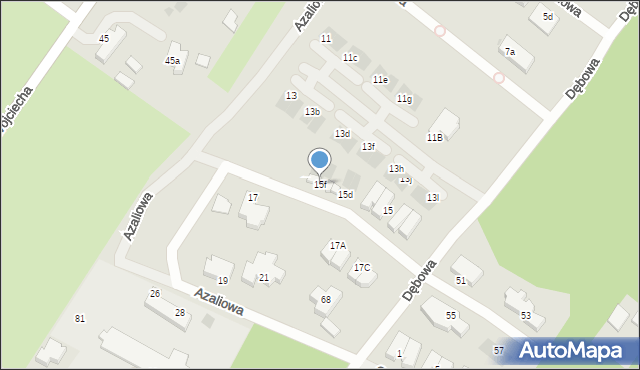 Koszalin, Azaliowa, 15f, mapa Koszalina