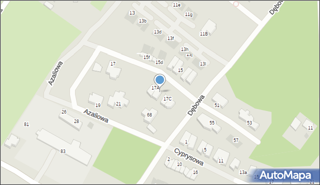 Koszalin, Azaliowa, 17B, mapa Koszalina