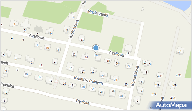 Pęcice, Azaliowa, 16, mapa Pęcice