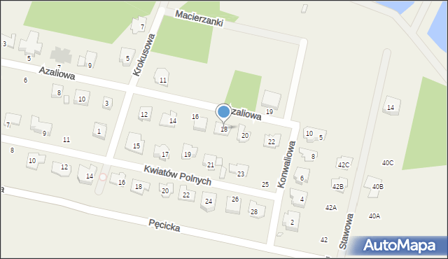 Pęcice, Azaliowa, 18, mapa Pęcice