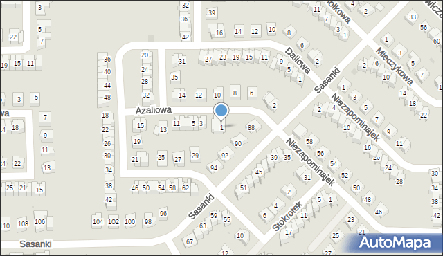 Rzeszów, Azaliowa, 1, mapa Rzeszów