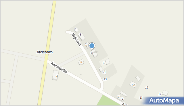 Arciszewo, Bajkowa, 11, mapa Arciszewo