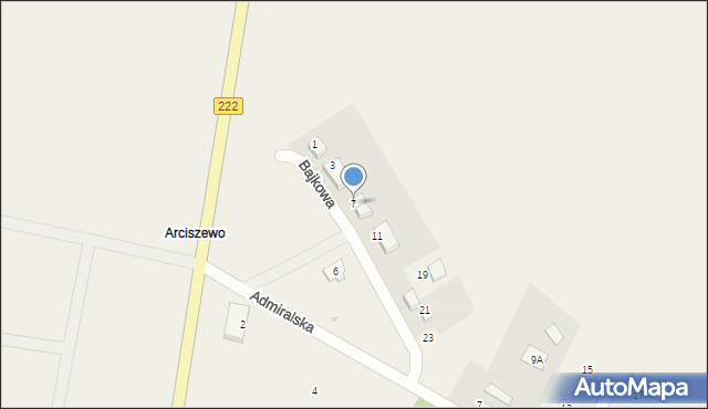 Arciszewo, Bajkowa, 7, mapa Arciszewo