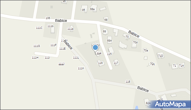 Babice, Babice, 116A, mapa Babice