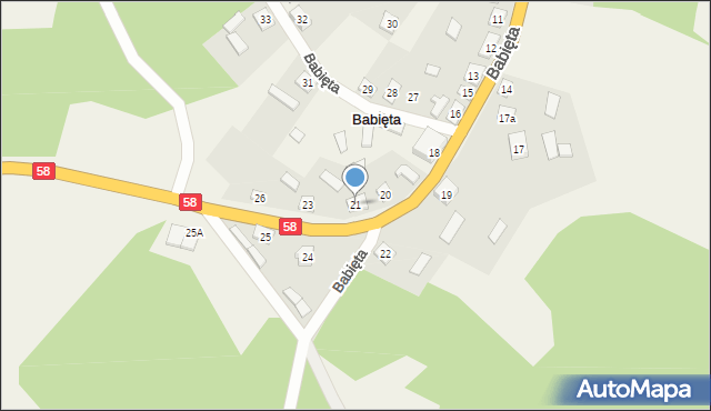 Babięta, Babięta, 21, mapa Babięta