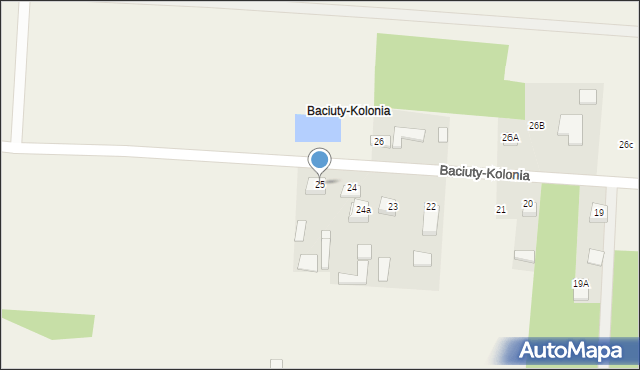 Baciuty-Kolonia, Baciuty-Kolonia, 25, mapa Baciuty-Kolonia