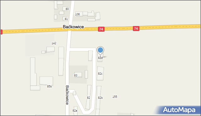 Baćkowice, Baćkowice, 82d, mapa Baćkowice