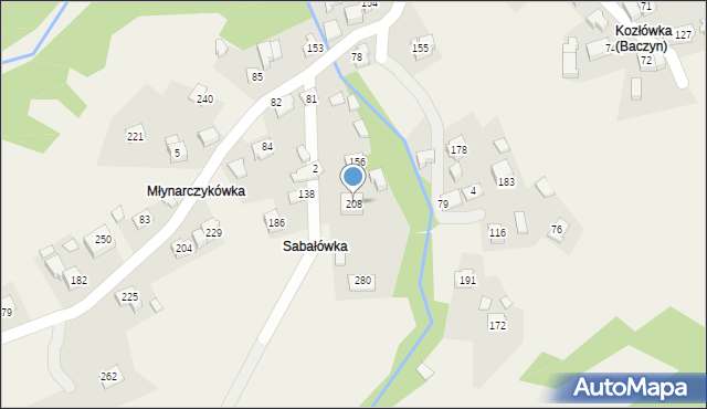 Baczyn, Baczyn, 208, mapa Baczyn