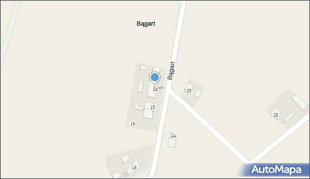 Bągart, Bągart, 14, mapa Bągart