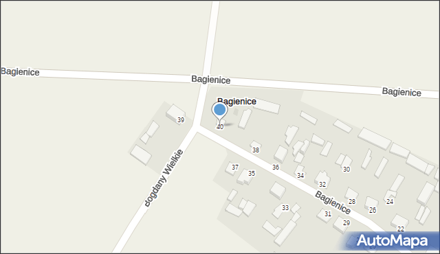 Bagienice, Bagienice, 40, mapa Bagienice