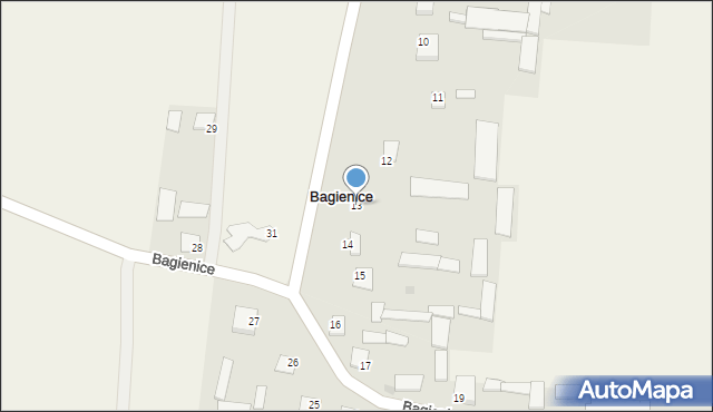 Bagienice, Bagienice, 13, mapa Bagienice