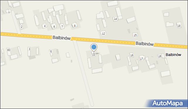 Balbinów, Balbinów, 11, mapa Balbinów