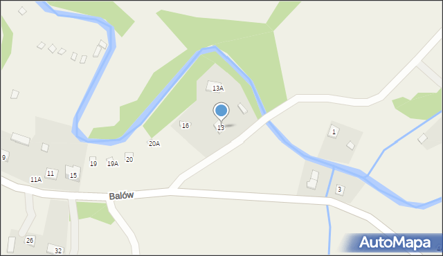 Baligród, Balów, 13, mapa Baligród