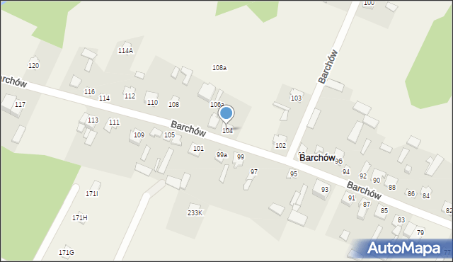 Barchów, Barchów, 104, mapa Barchów