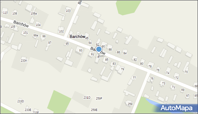 Barchów, Barchów, 87, mapa Barchów