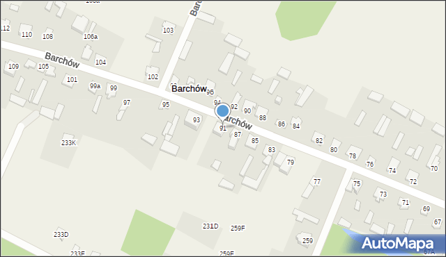 Barchów, Barchów, 91, mapa Barchów