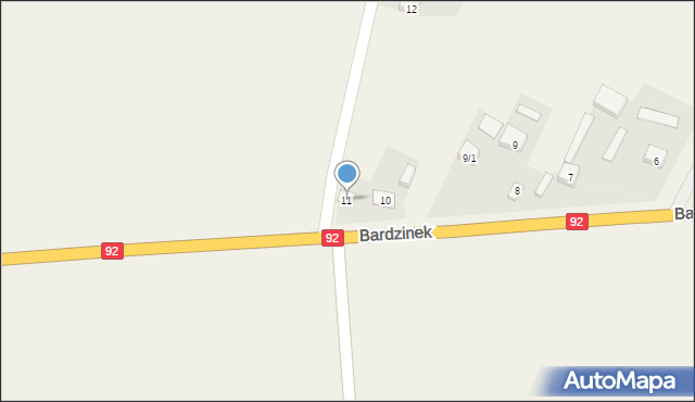 Bardzinek, Bardzinek, 11, mapa Bardzinek