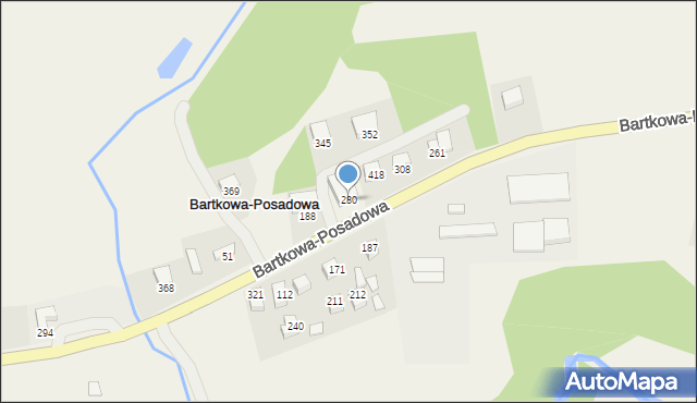 Bartkowa-Posadowa, Bartkowa-Posadowa, 280, mapa Bartkowa-Posadowa