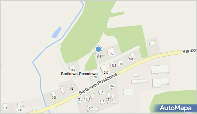 Bartkowa-Posadowa, Bartkowa-Posadowa, 345, mapa Bartkowa-Posadowa