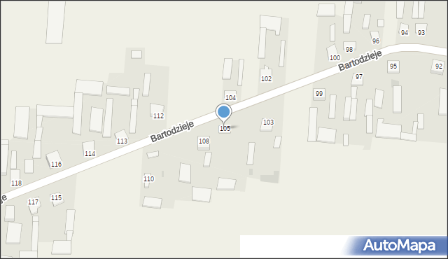 Bartodzieje, Bartodzieje, 105, mapa Bartodzieje