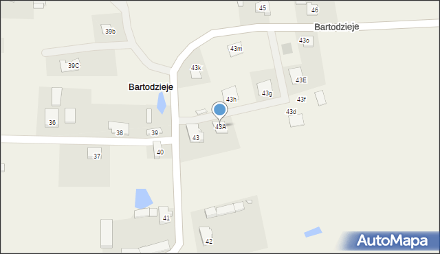 Bartodzieje, Bartodzieje, 43A, mapa Bartodzieje