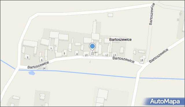 Bartoszewice, Bartoszewice, 11, mapa Bartoszewice